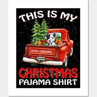 This Is My Christmas Pajama Shirt Pit Bull Truck Tree Posters and Art